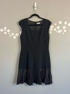 Rebecca Taylor Terri Black Jacquard Knit Ruffle Hem Mini Dress